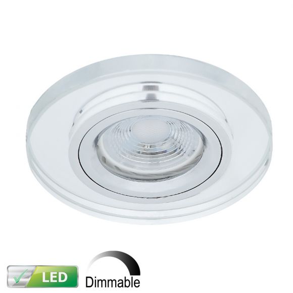 LED Einbauleuchte, rund, D 9cm, Glas klar, inkl. LED GU10 5,5W 