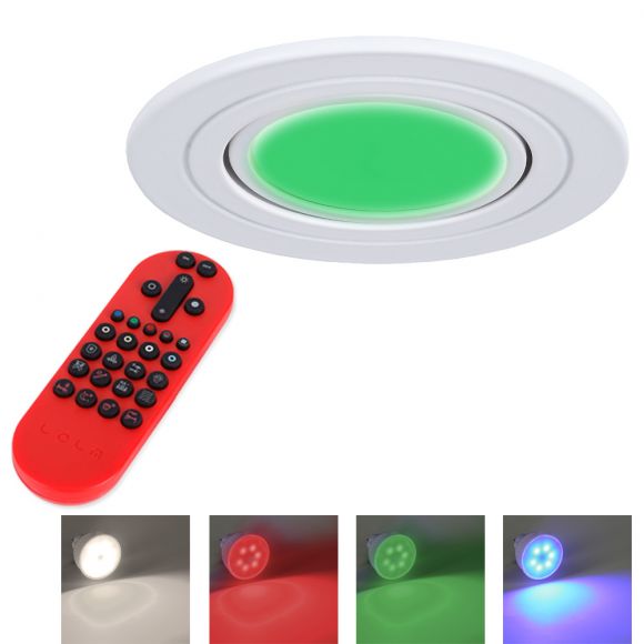 LED Einbauleuchte, weiß, rund, inkl. Fernbedienung, 1er-Set, LED RGB 