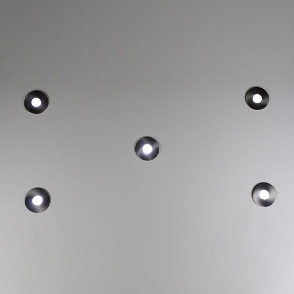 LED Einbaustrahler, 5-er Set, rund, Edelstahl, für Aussen und Innen 