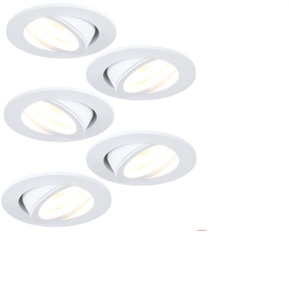 LED Einbaustrahler, Weiß, rund, 5-er Set, LED 5x 7W, GU10, D= 8,2 cm