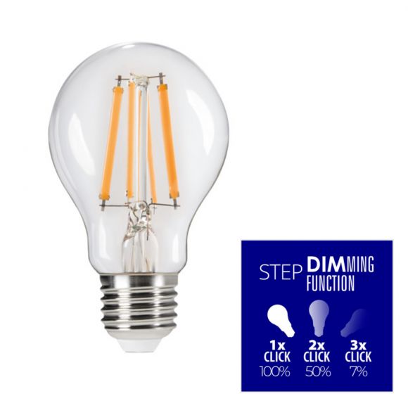 LED Filament Leuchtmittel E27, 7 Watt, 810lm, 3-stufig dimmbar, 2700 K
