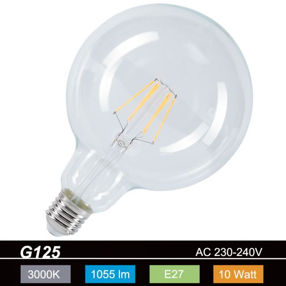 LED Filament Leuchtmittel Fassung E27 Globe 10 Watt 1055 Lumen