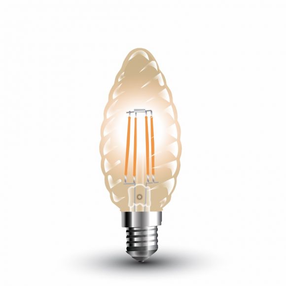 LED gedrehte Kerze Filament E14, 4 Watt, 2200K amber
