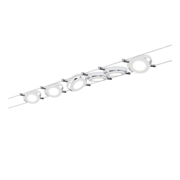 LED Komplett-Seilsystem, Chrom-Weiß, 6x 4Watt Spots
