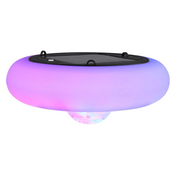 LED Solar Schwimmleuchte mit RGB Farbwechsel satiniert rund 3-flammige Außenleuchte schwimmt im Wasser ø 19 cm IP65