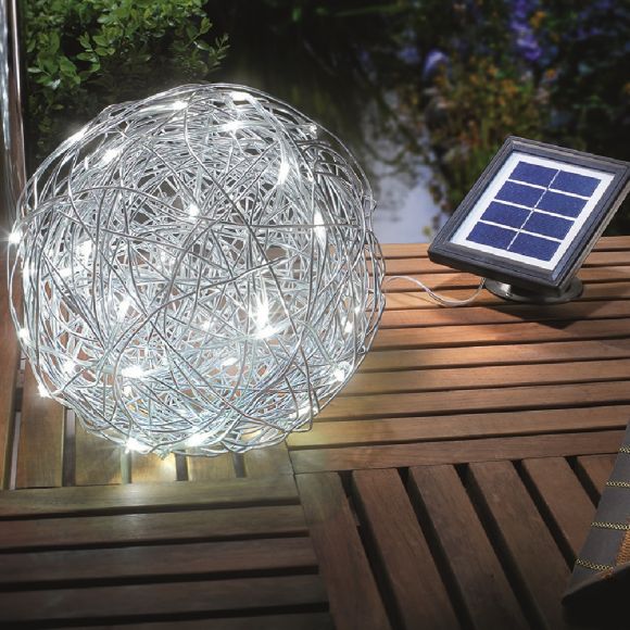 LED Solarleuchte, Außenkugel, Drahtgeflecht, D=25 cm, dekorativ