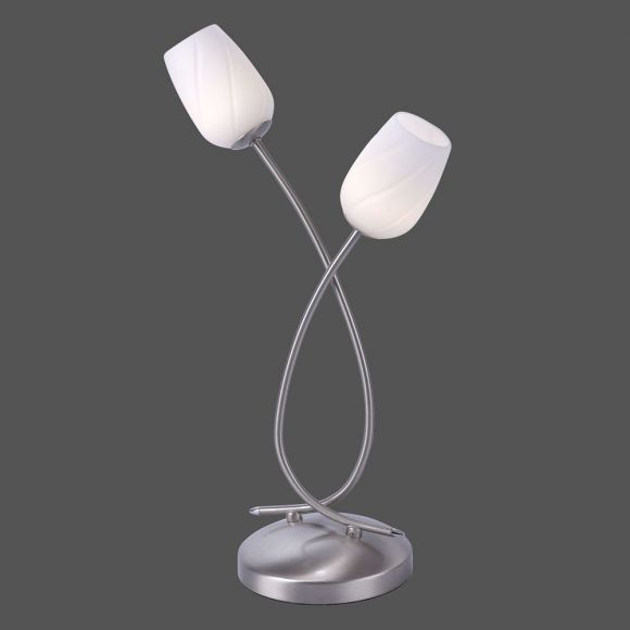LED Tischleuchte, Stahl, Opalglas, warmweiß, Simply Dim Funktion