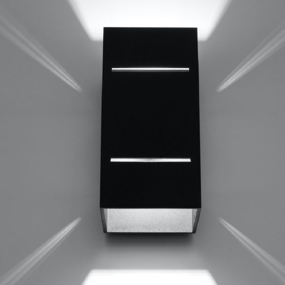LED Wandleuchte, schwarz, rechteckig, 20cm hoch, modern, warmweiß