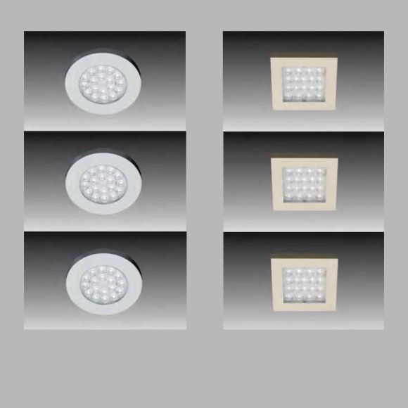 LED-Aufbauleuchten 3er Set rund oder quadratisch - 3x 18LED