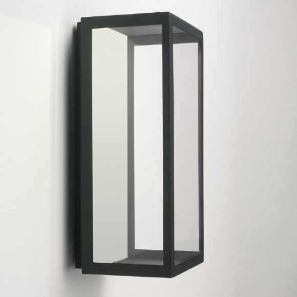 LED-Aussenwandleuchte, Schwarz, Klarglas, warmweiß, modern, Höhe 32 cm