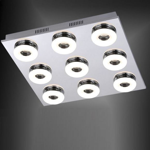 LED-Deckenleuchte Chrom /Glas - 9 x 4,2Watt LED 