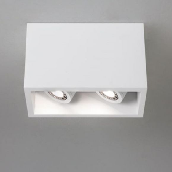 LED-Deckenleuchte Oscar, Gips, weiß, 2 Spots, schwenkbar, modern