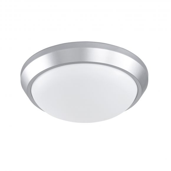 LED-Deckenleuchte in Silber mit weißem Opalschirm - 25 cm Durchmesser