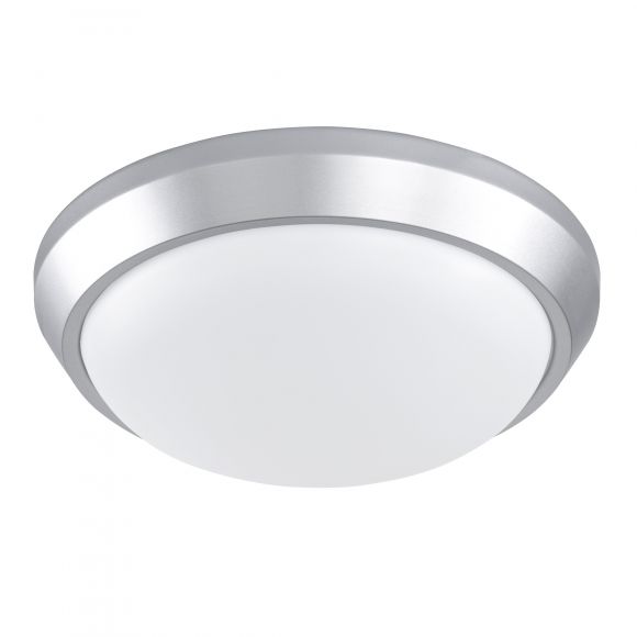 LED-Deckenleuchte in Silber mit weißem Opalschirm - 33 cm Durchmesser