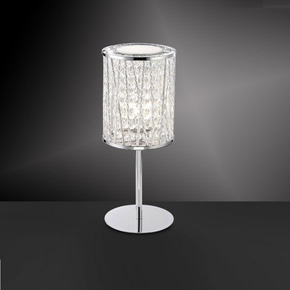 LED-Kristall-Tischleuchte glänzend in Chrom