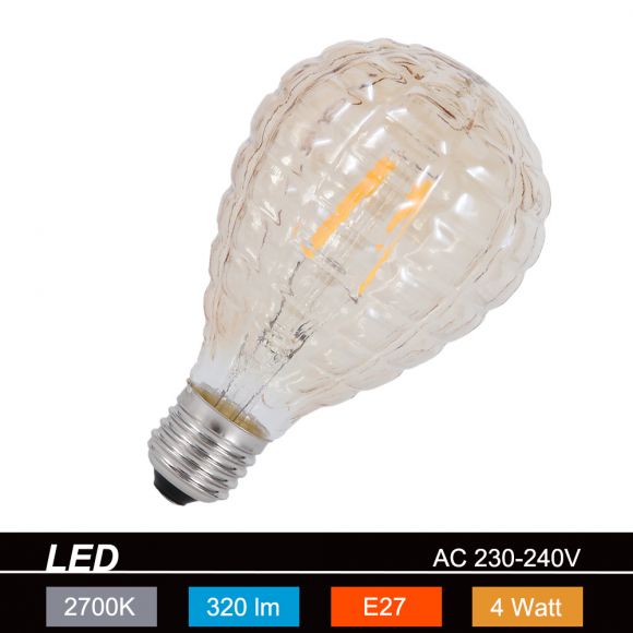 LED-Leuchtmittel E27 4W, braun-getönt, Ø 8cm Filament