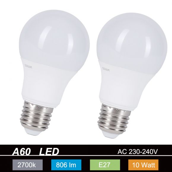 LED-Leuchtmittel E27 A60 10W, 806lm, 2700K