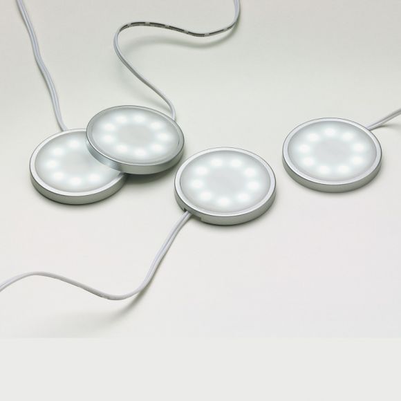 LED-Lichtpuk 4er-Set, Kunststoff transparent,weiss