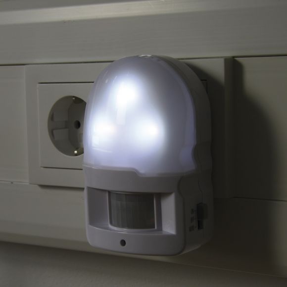 LED-Nachtlicht mit 90° Bewegungsmelder und Dauerlicht in Weiß 1W 4500°K neutralweiß