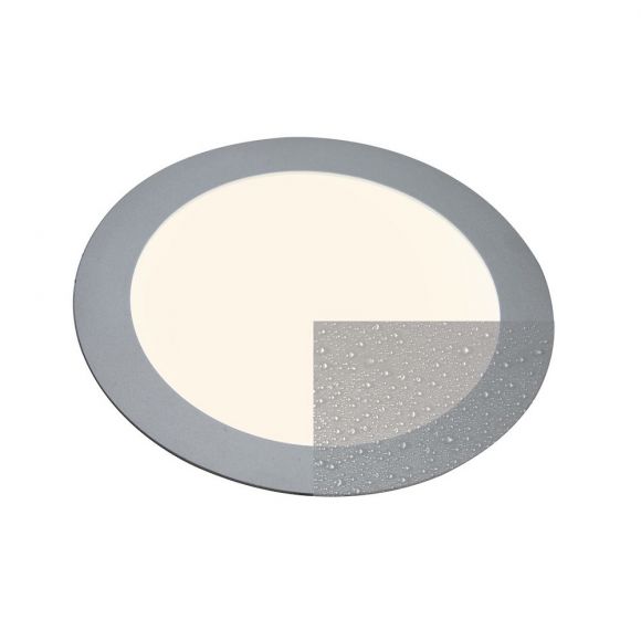 LED-Panel 16W rund für Deckeneinbau Innen und Außen, silber, D=26 cm, dimmbar