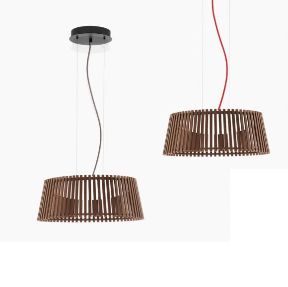 LED-Pendelleuchte Naturholz dunkel, 47 cm, Kabel in 2 Farben 