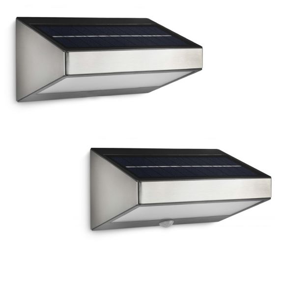 LED-Solarleuchte - Wandleuchte - Edelstahl - Kunststoff - Mit oder ohne Bewegungsmelder