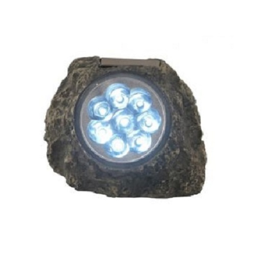 LED-SOLAR- Stein mit 8 weißen LED in Stein-Optik- kein Stromanschluss notwendig - inklusive  LED-Taschenlampe