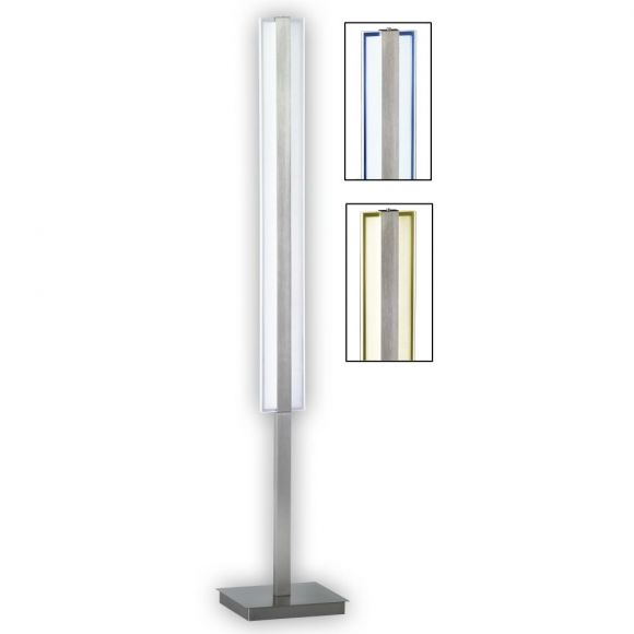 LED-Stehleuchte linear 2-flammig, Acrylglas weiß / Metall silber, Tastdimmer stufenlos dimmbar, CCT Lichtfarbwechsel