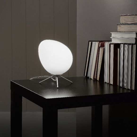 LED-Tischleuchte Evo mit weißem Glas, Dimmer