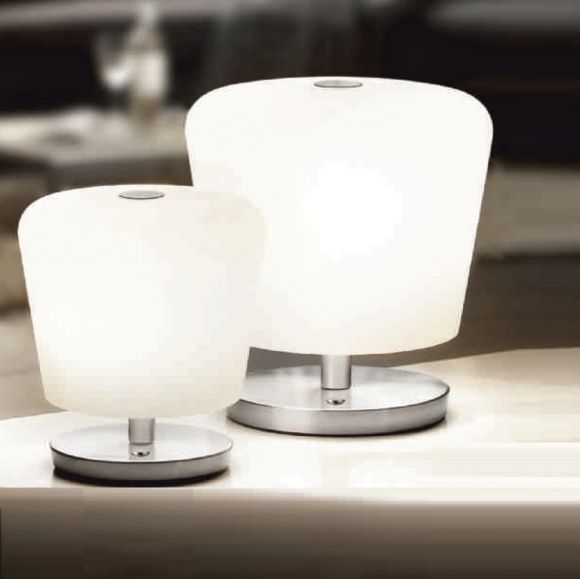 LED-Tischleuchte Glas weiß mit Touchdimmer, 2 Größen