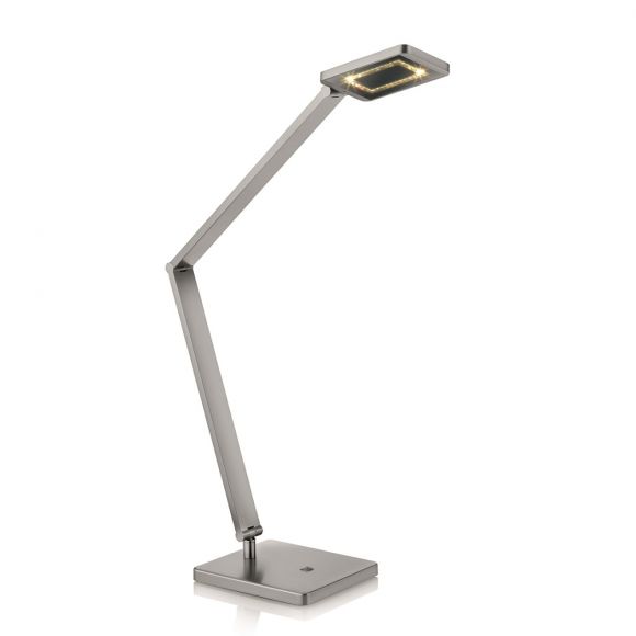 LED-Tischleuchte Schreibtischlampe mit Tastdimmer 1050 Lumen hell, Nickel matt