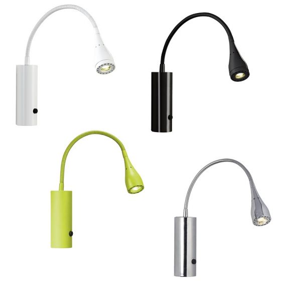 LED-Wandleuchte, Flexarm, schwarz o. weiß, Schalter, 1,8m Kabel
