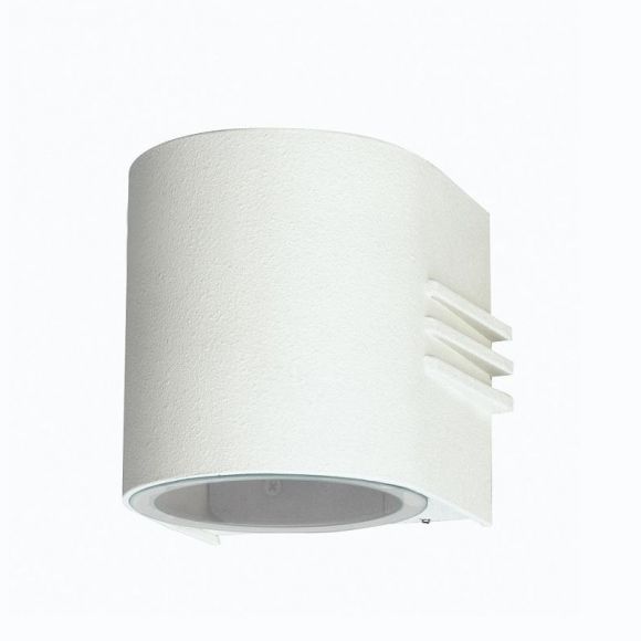 LED-Wandstrahler, Aluguss weiß, Lichtaustritt breit / breit