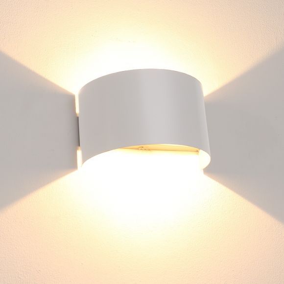 LHG Up & Downlight halbrund Wandleuchte Finn weiß, modern skandinavisch, inkl. 5W LED