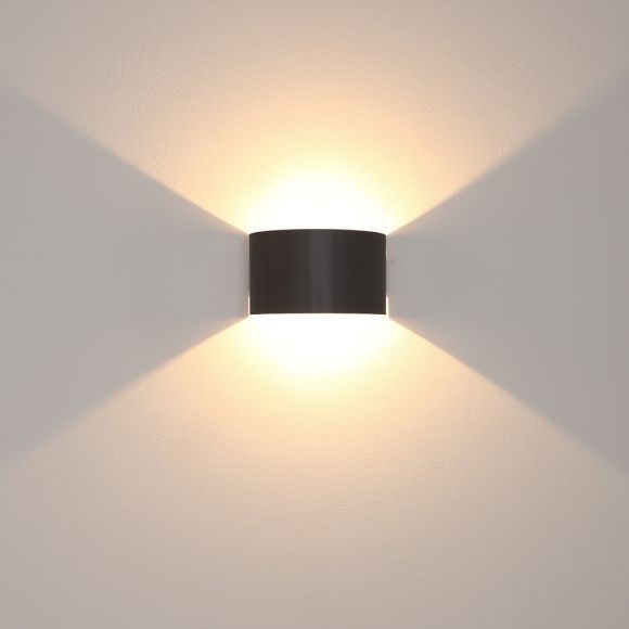 LHG Up & Downlight halbrund Wandleuchte Finn wenge / schwarz, modern skandinavisch, inkl. 5W LED