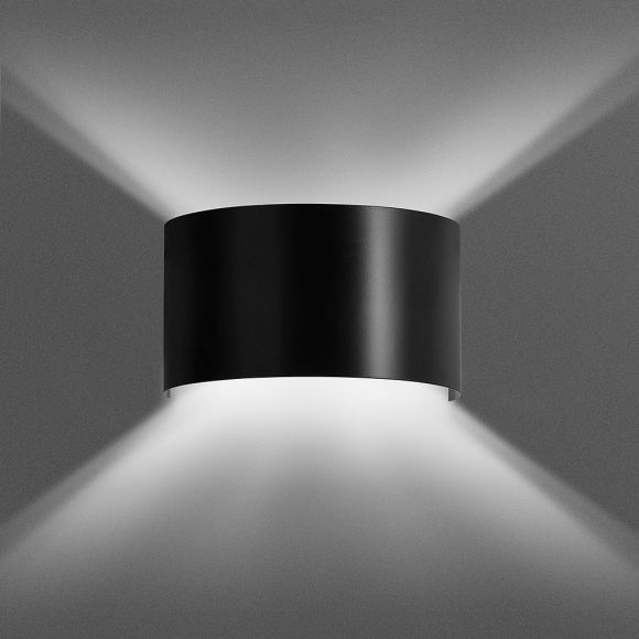 LHG Up & Downlight halbrund Wandleuchte Finn schwarz, modern skandinavisch, inkl. 5W LED