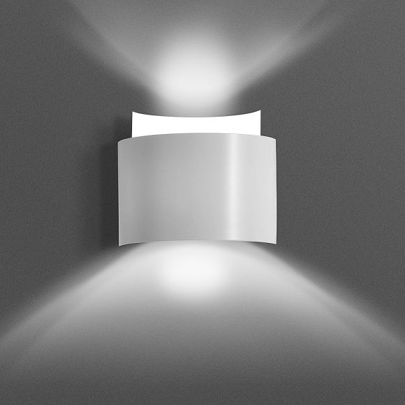 LHG Up & Downlight halbrund Wandleuchte Bent weiß, modern skandinavisch, Licht nach oben & unten, inkl. 5W LED