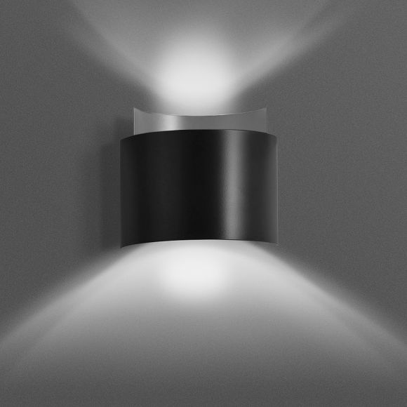 LHG Up & Downlight halbrund Wandleuchte Bent schwarz, modern skandinavisch, Licht nach oben & unten, inkl. 5W LED 