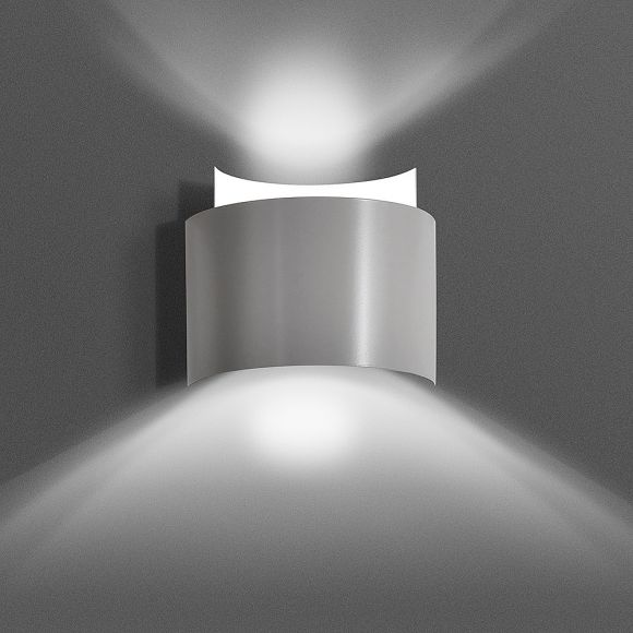 LHG Up & Downlight halbrund Wandleuchte Bent grau, modern skandinavisch, Licht nach oben & unten, inkl. 5W LED