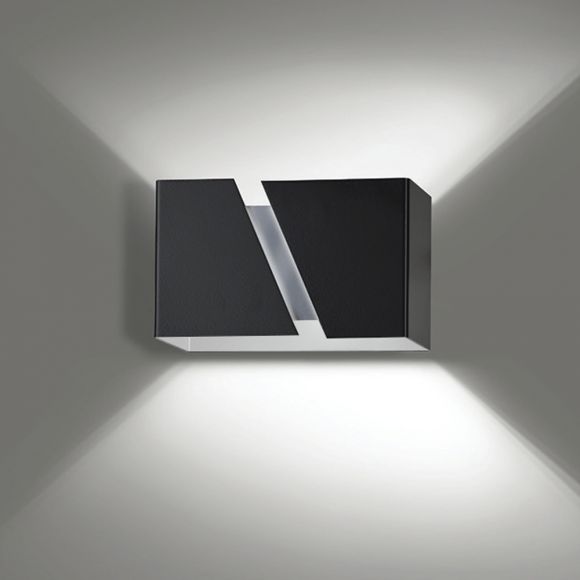 LHG Up & Downlight rechteckig Wandleuchte Arik mit Querschlitz, modern, schwarz, Licht nach oben & unten, inkl. 5W LED