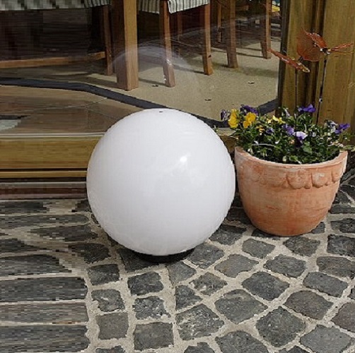 LHG Kugelleuchte Light Ø 30cm für Außen mit 2m Stromkabel, Garten Kugellampen aus weißem Kunststoff, IP44 Outdoor geeignet, E27 Fassung 30cm