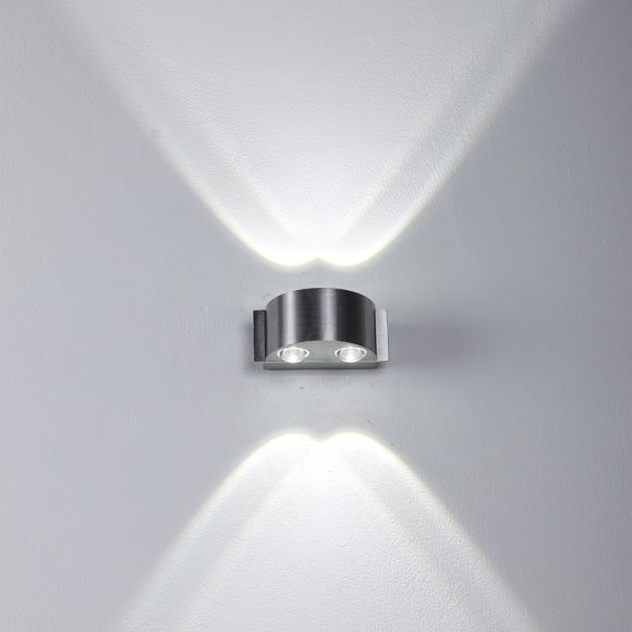 LHG LED Up & Down Wandleuchte aus Aluminium halbrund mit 4 Linsen für besonderen Lichteffekt IP44  für Innen und Außen