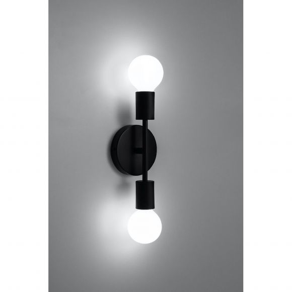 minimalistische E27 Wandleuchte für Glühlampen aus Stahl 2-flammige Wandlampe schwarz 8 x 20 x 10 cm