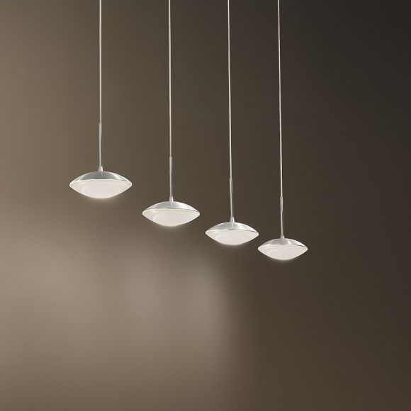 Moderne LED Pendelleuchte - 4-flg - Alu-gebürstet oder Weiß 