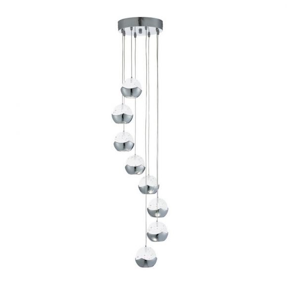 Moderne LED Pendelleuchte - Chrom - Glas gefrostet - 8-flammig 