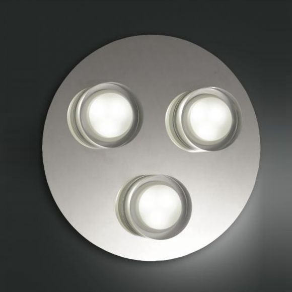 Moderne LED-Deckenleuchte Chrom, 3-flg, rund 25 cm 