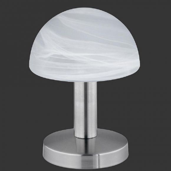 Moderne Tischleuchte Touch me - Nickel, Glas weiß