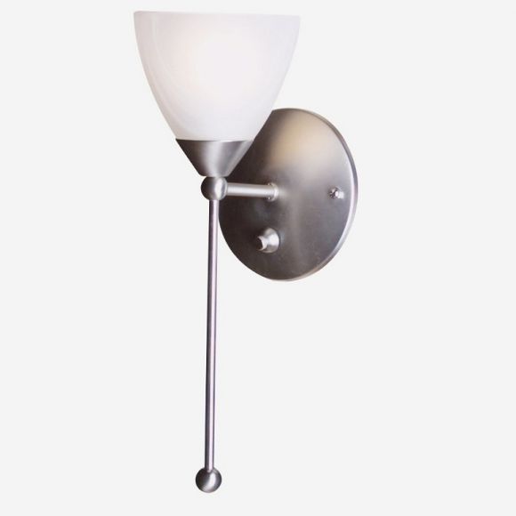 Moderne Wandfackel - Stahl - Alabasterglas weiss