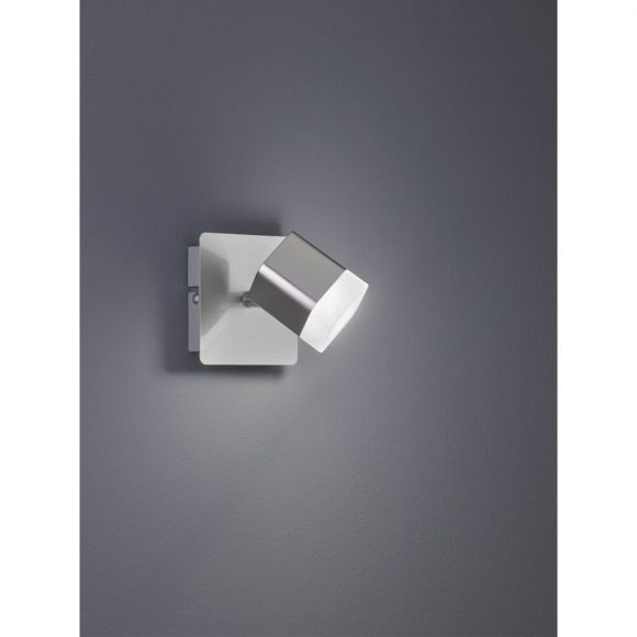 moderner LED Wandstrahler mit schwenkbarem Spot, nickel silber, 1-flammig, inkl. LED 4W