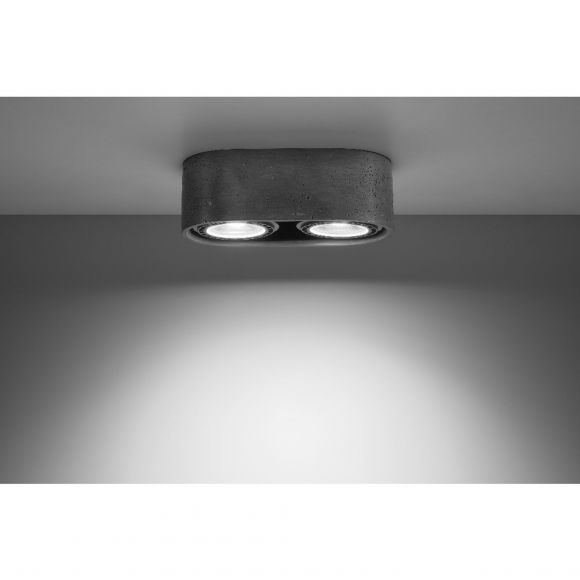 ovale Downlight Deckenleuchte aus Beton 2-flammige Deckenlampe grau 27 x 14 x 10 cm Deckenspot